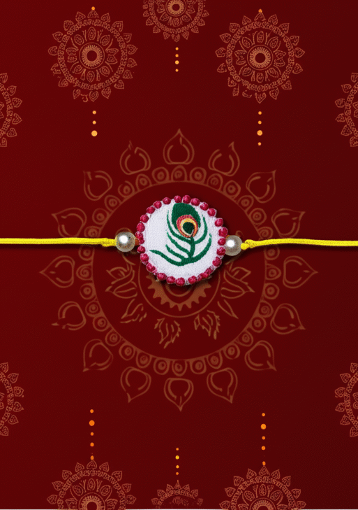 Hand-Painted Krishna Morpankh Rakhi