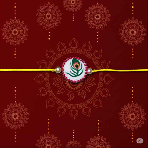 Hand-Painted Krishna Morpankh Rakhi - Image 1