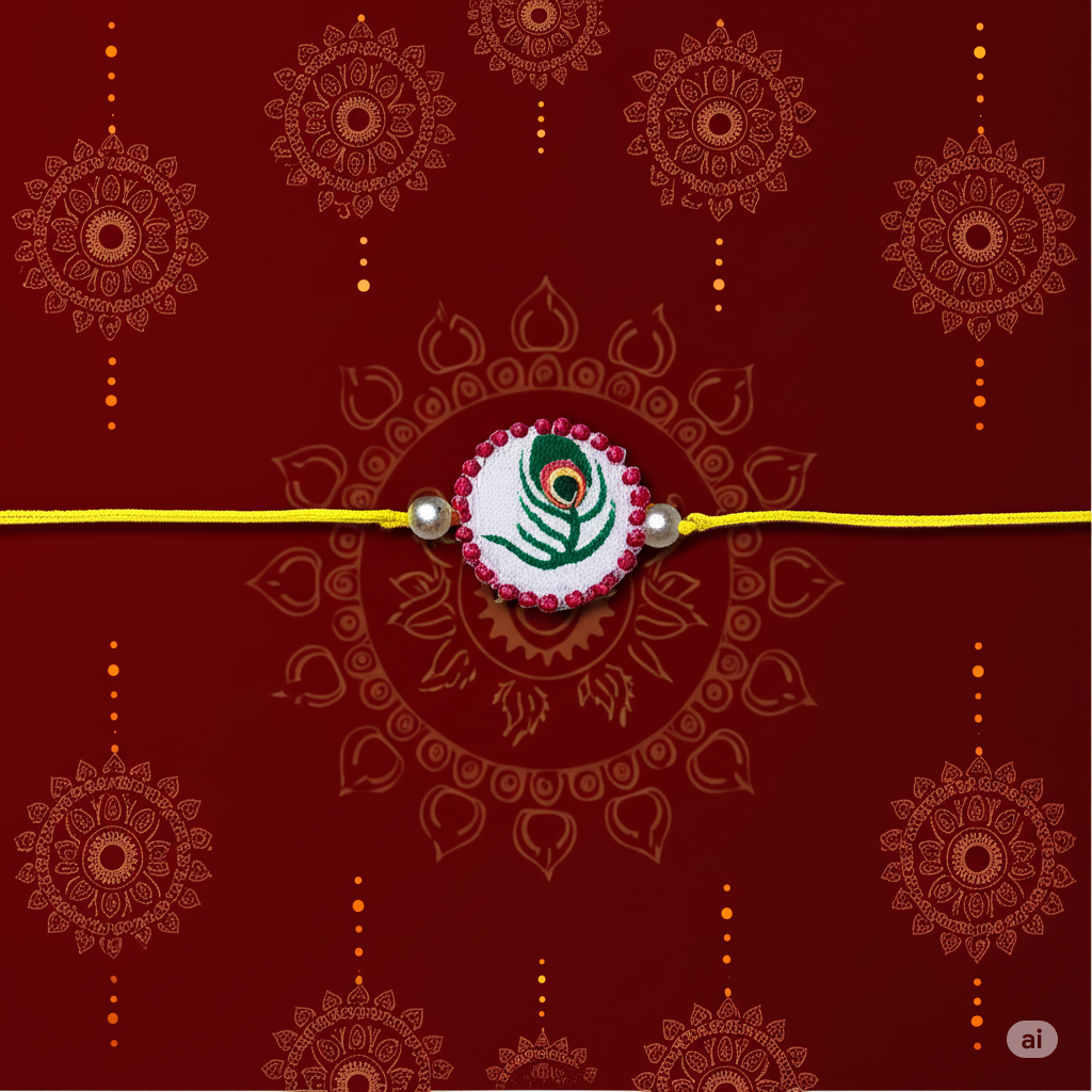 Hand-Painted Krishna Morpankh Rakhi