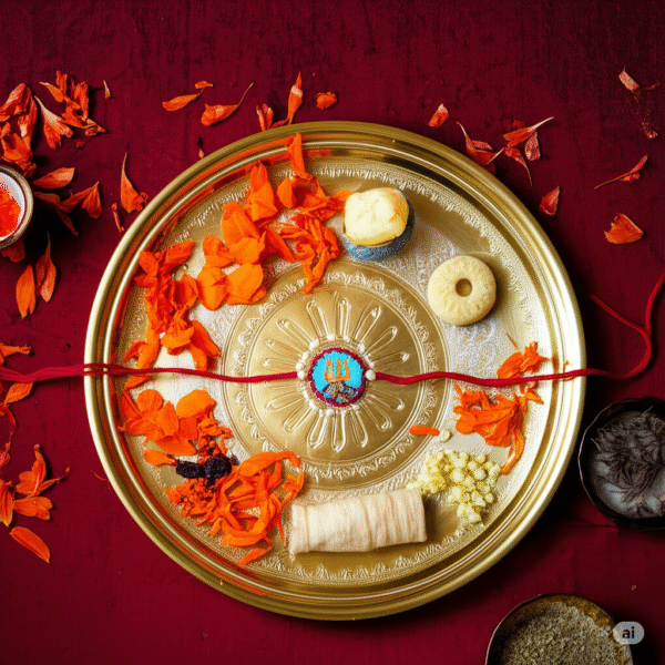 Divine Damru Trishul Hand-Painted Rakhi - Sacred Bond Collection - Image 2