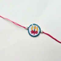 Divine Lotus & Trishul Hand-Painted Rakhi