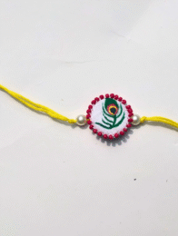 Hand-Painted Krishna Morpankh Rakhi