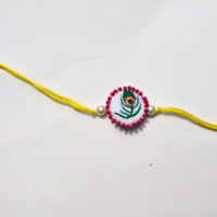 Hand-Painted Krishna Morpankh Rakhi