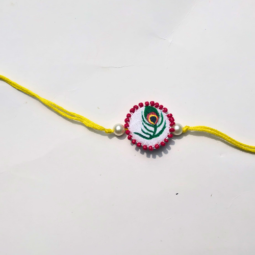 Hand-Painted Krishna Morpankh Rakhi