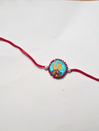 Divine Damru Trishul Hand-Painted Rakhi - Sacred Bond Collection