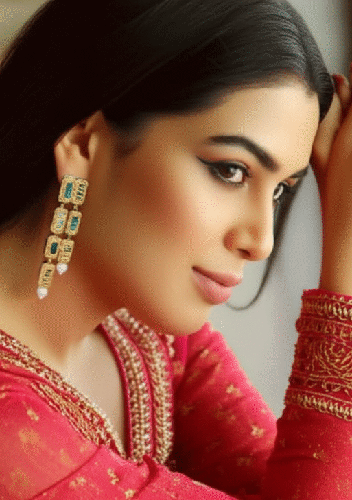 Zari & Mirror Dangler Pearl Earrings