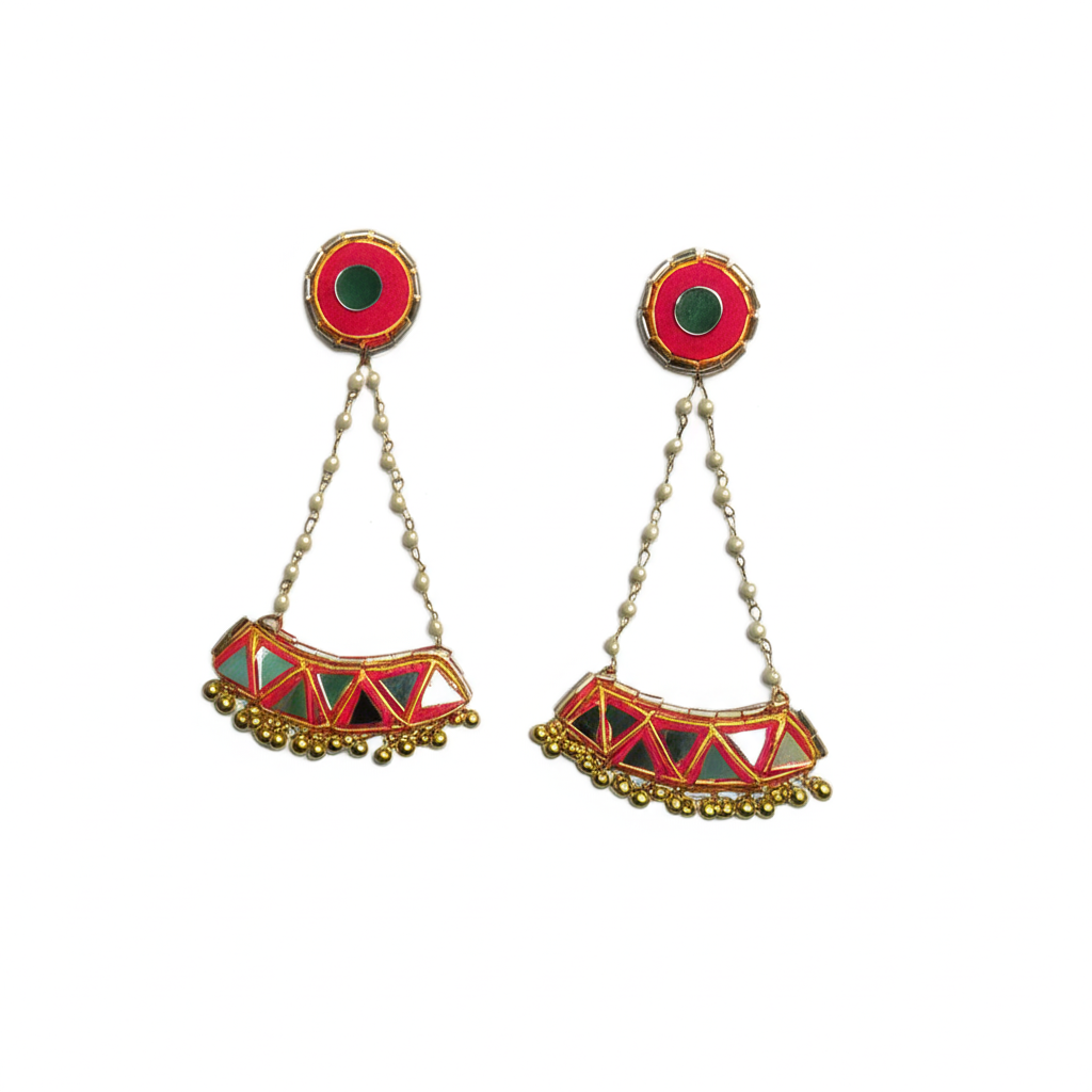Chand-Bali Mirror work Earring