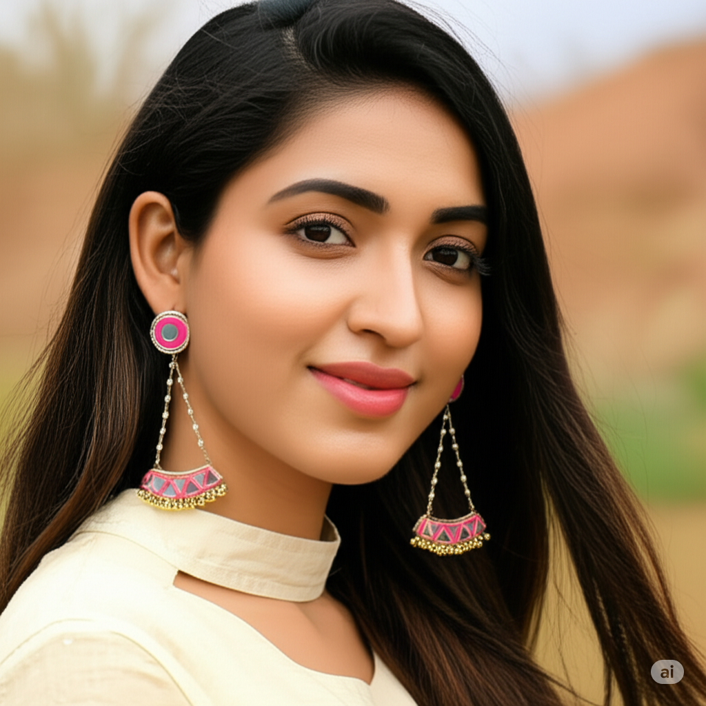 Chand-Bali Mirror work Earring - Image 2