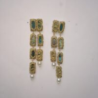 Zari & Mirror Dangler Pearl Earrings