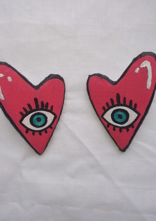Evil Eye Red Hearted Stud Earring