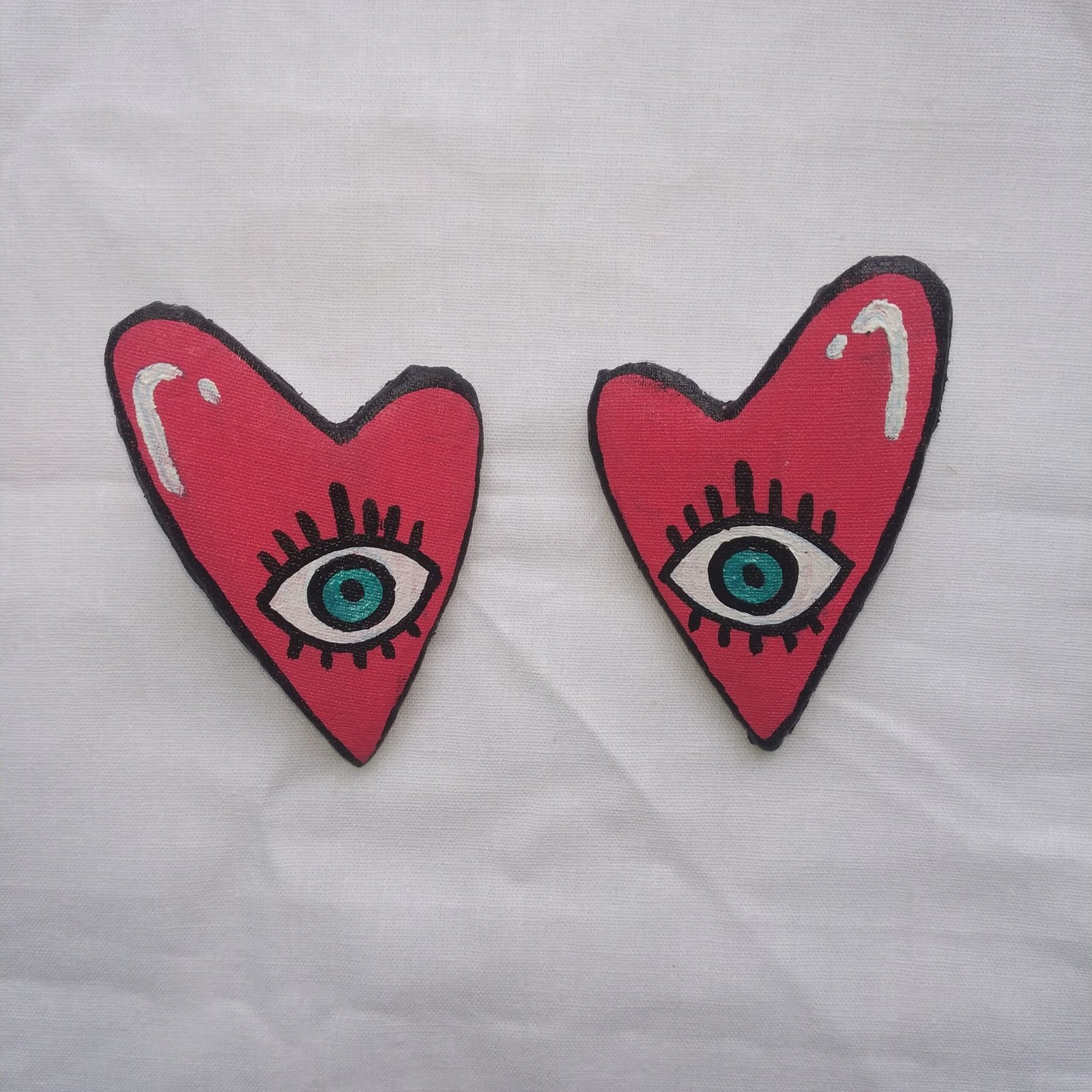 Evil Eye Red Hearted Stud Earring