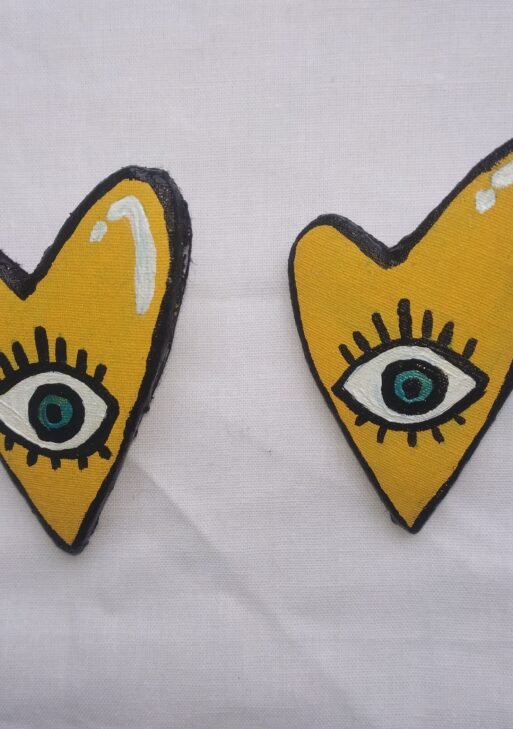 Evil Eye Yellow Hearted Stud Earring