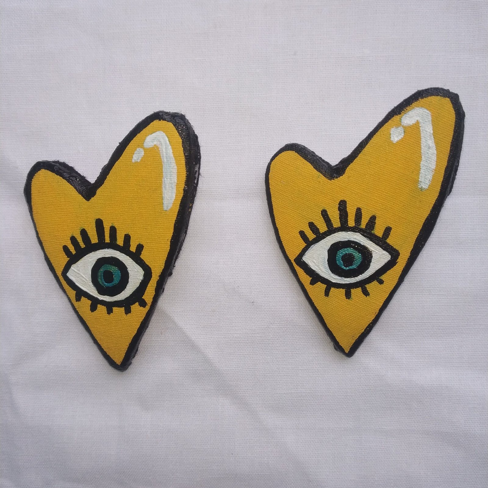 Evil Eye Yellow Hearted Stud Earring