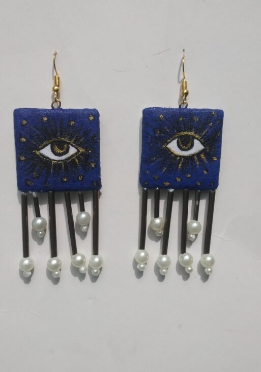 Blue & Gold beautiful evil eye earrings
