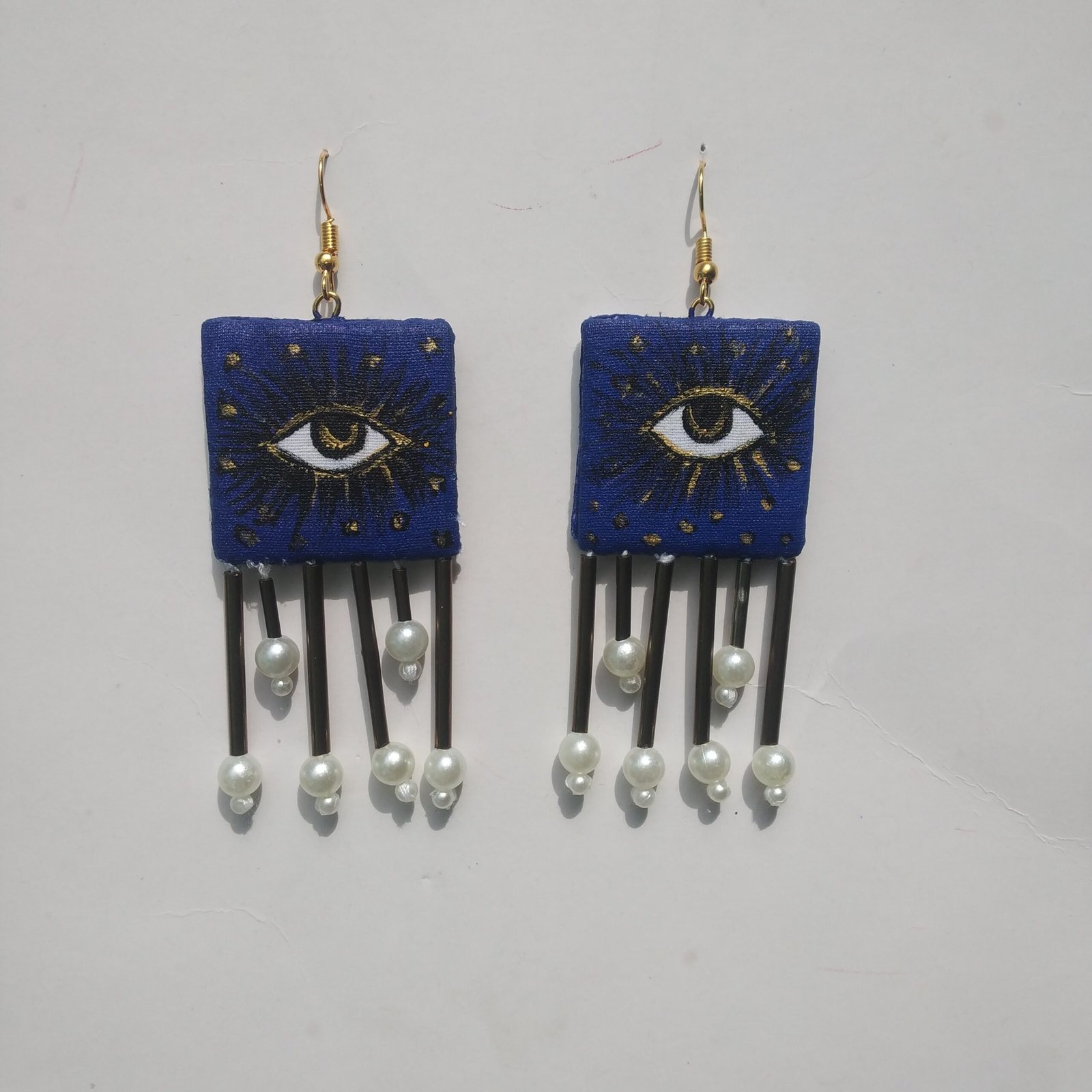 Blue & Gold beautiful evil eye earrings