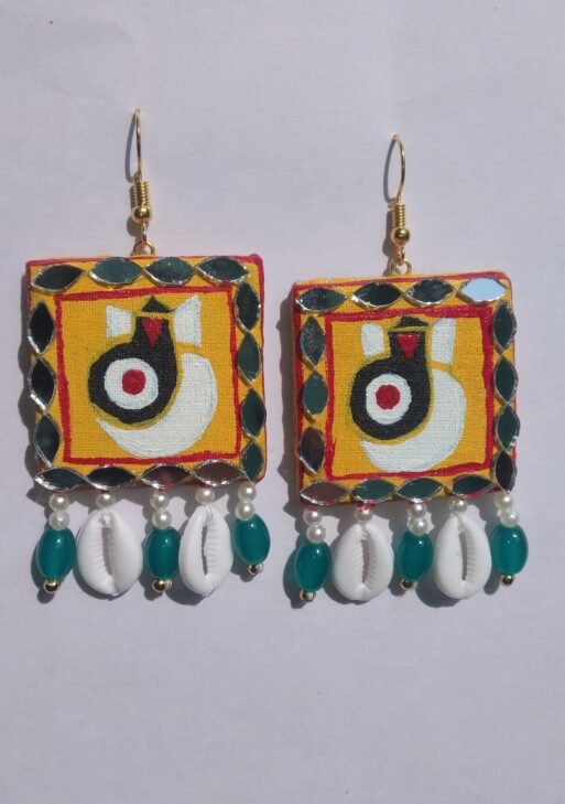 Shri Ganesh Ji - Hand Art Mrror Earrings