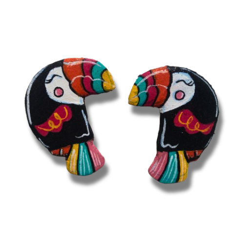 Hand-Painted Toucan Bird Studs Earrings