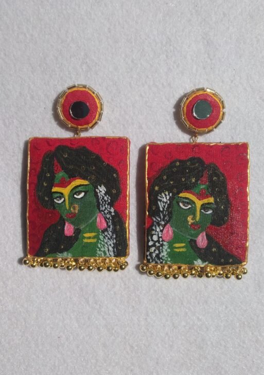 Green Goddess Hand-Painted Earrings