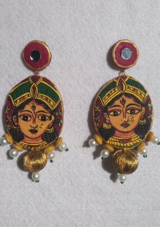 Maa Durga Dangle Earring Hand-painted.